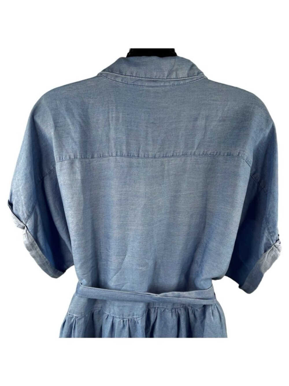 90s Preppy Torrid Chambray Short Sleeve Button Up Tiered Shirt Dress Women’s 1X - Picture 7 of 13